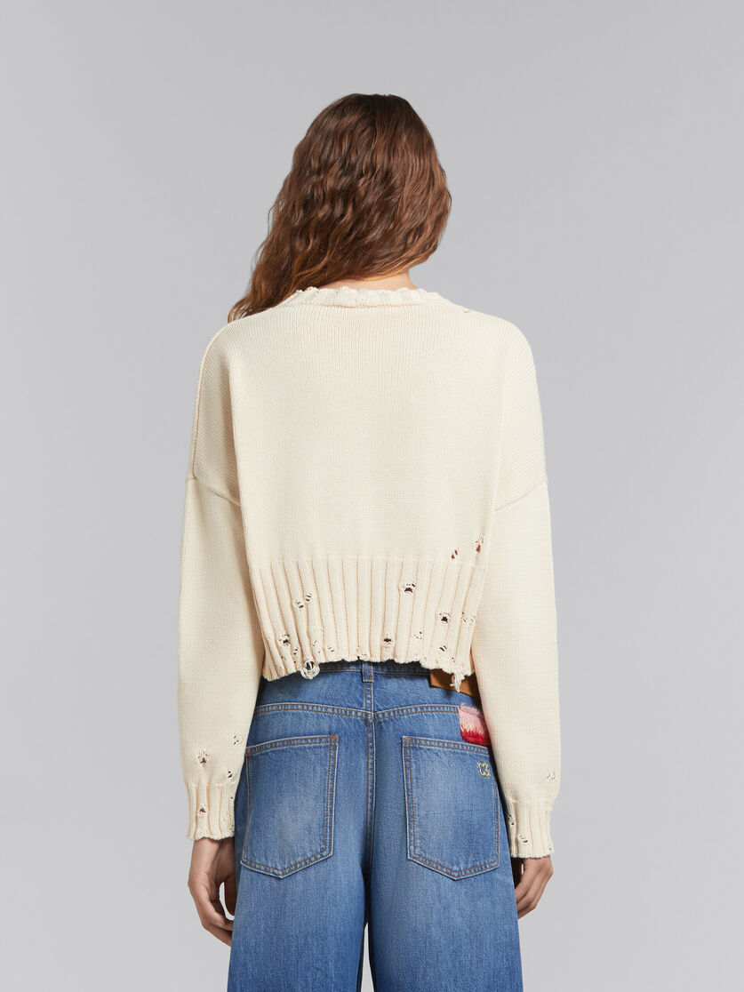 White cotton cropped sweater - Pullovers - Image 3