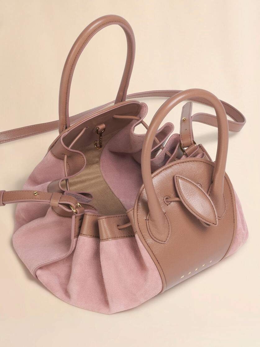 Pink leather and suede Tulipea small handbag, Image 4