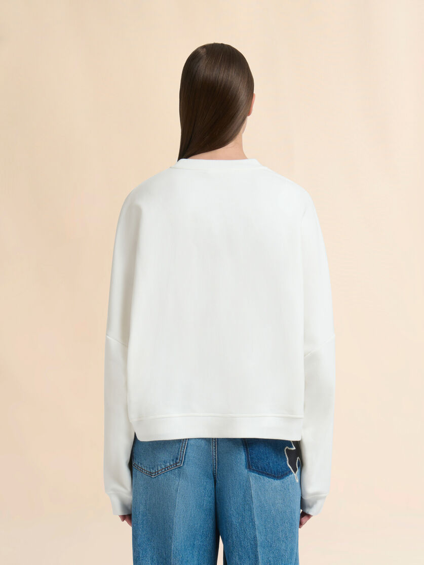 White cotton sweatshirt with tulip print - Sweaters - Image 3