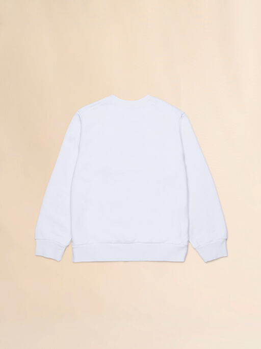 Felpa in cotone bianco con patch Dessert Flower - Maglieria