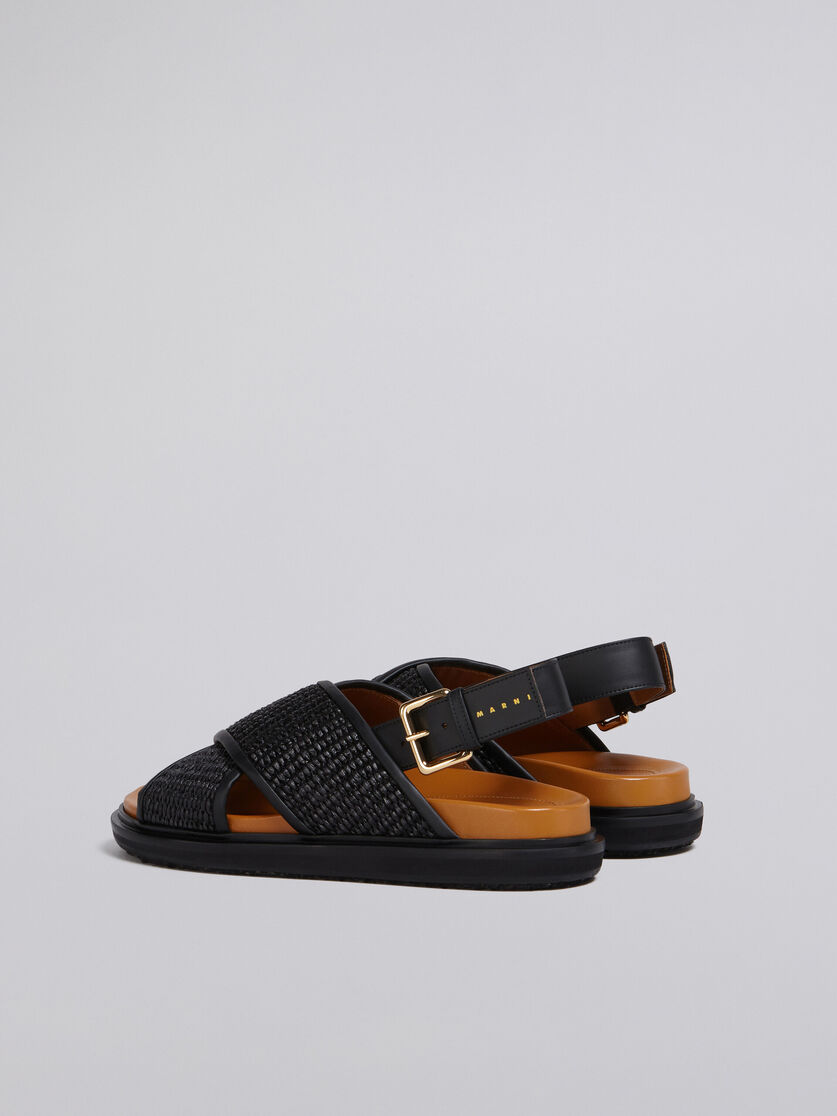 Fussbet sandals in brown leather and raffia-effect fabric - Sandals - Image 3