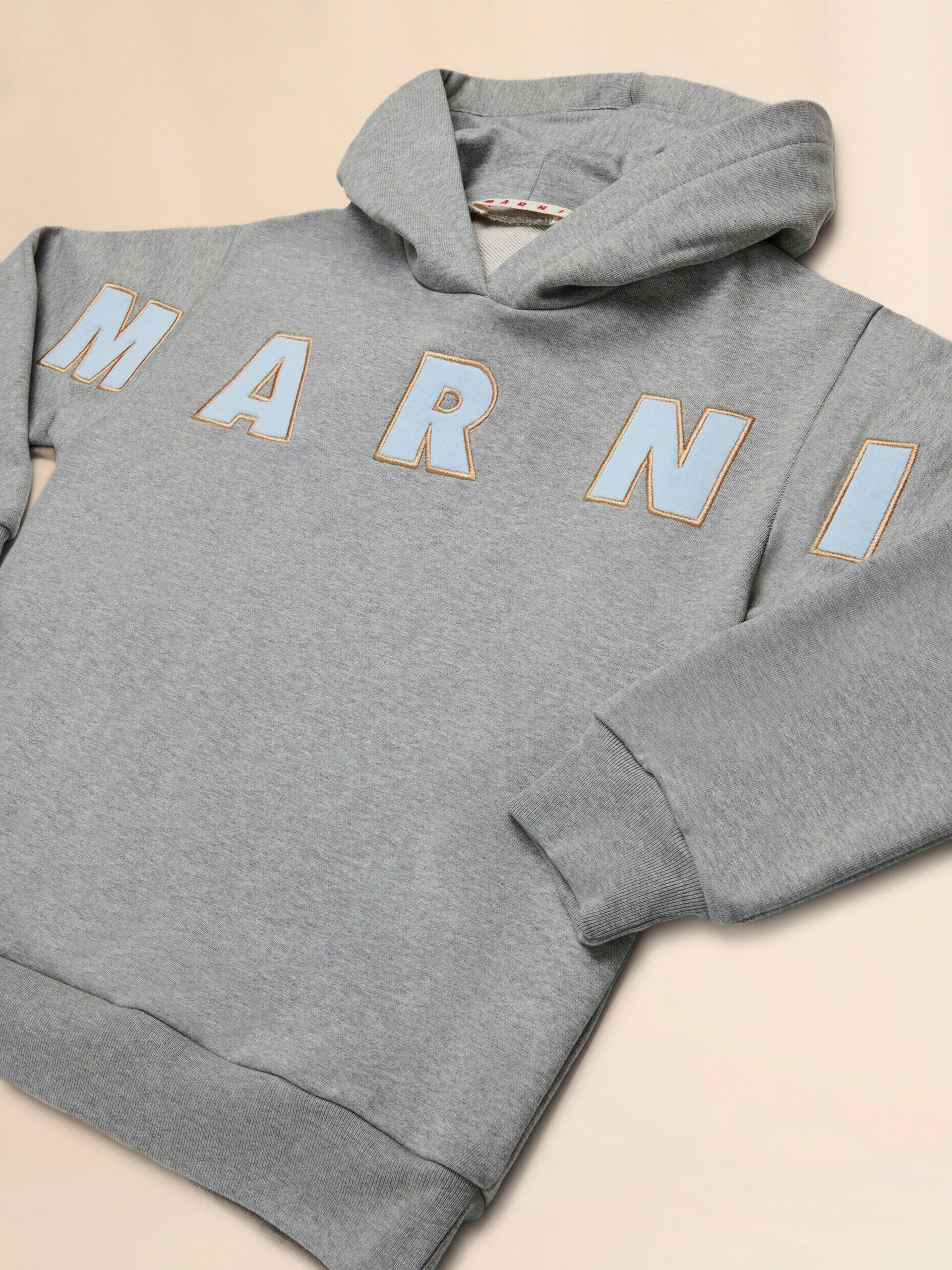 Gray cotton hoodie with Marni patches | Marni