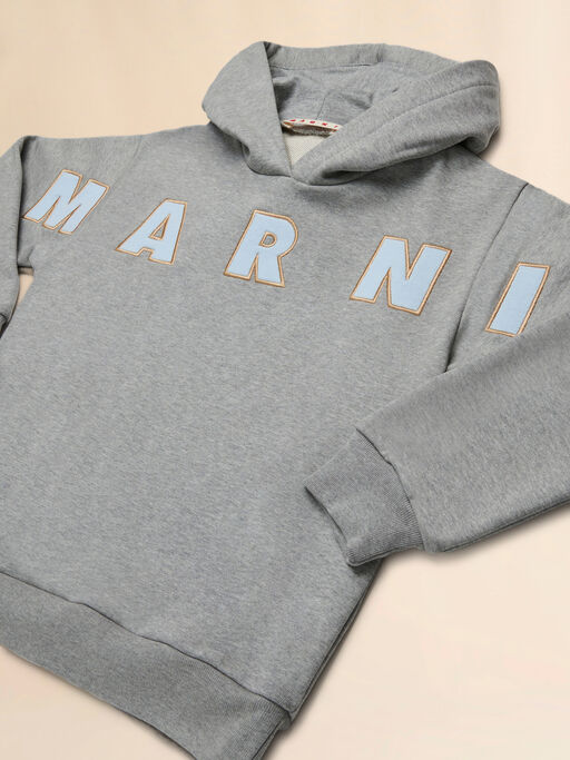 Grey cotton hoodie with Marni patches - Sweaters