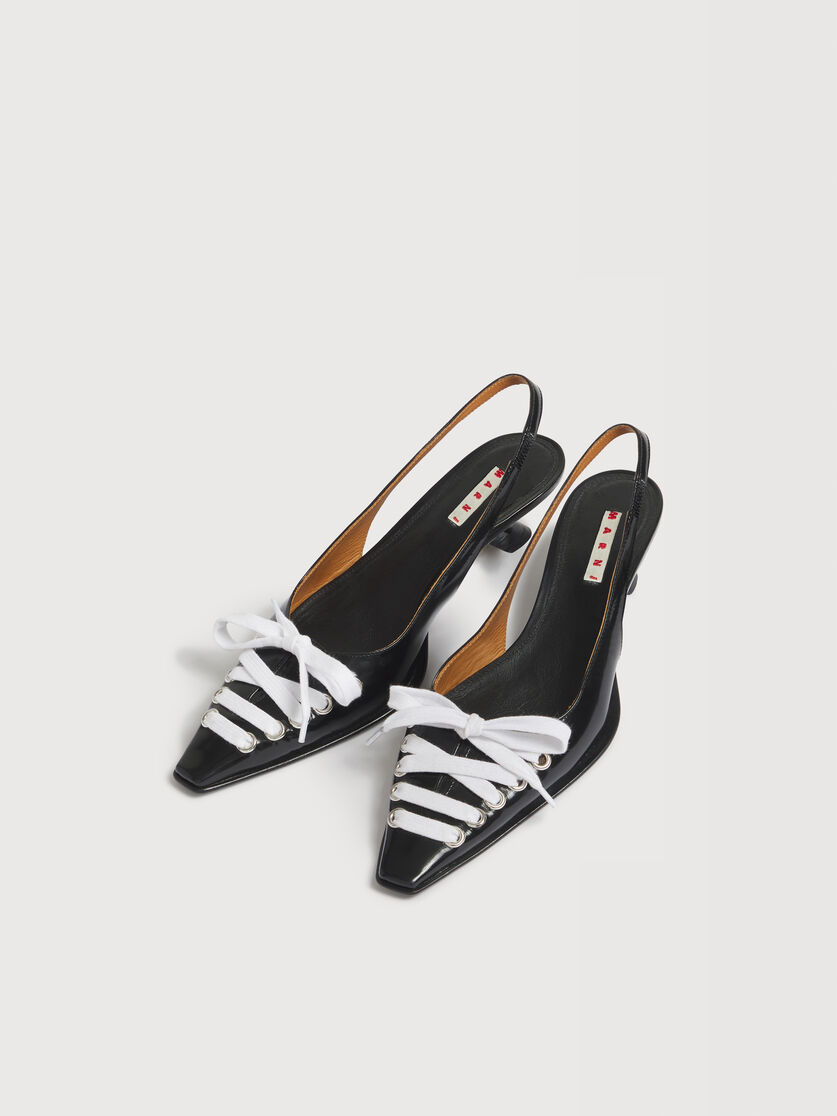 Slingback stringato in pelle nera, Image 5