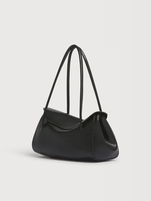 ブラック レザー E/W ショルダーバッグ - ショルダーバッグ