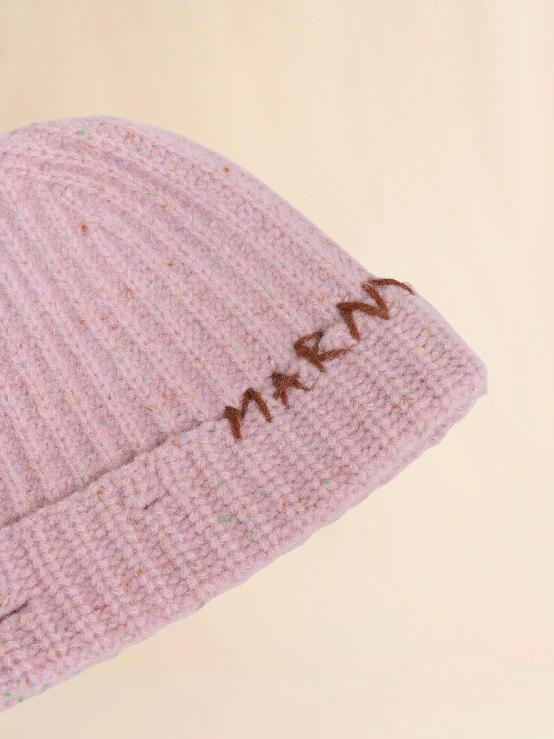 ハット Marni \"Marni Mending\" Embroidery Beanie Hat Pink Shetland wool beanie with Marni Mending | Marni
