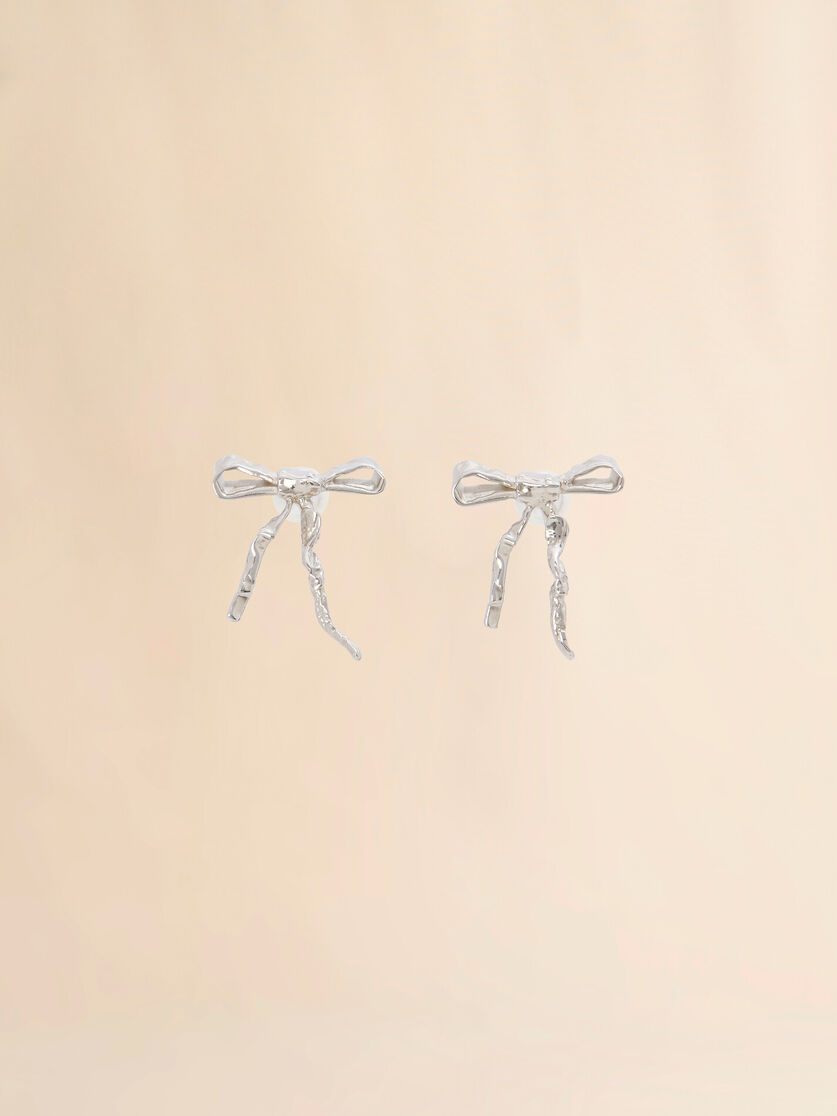 Silver Bow stud earrings - Earrings - Image 1