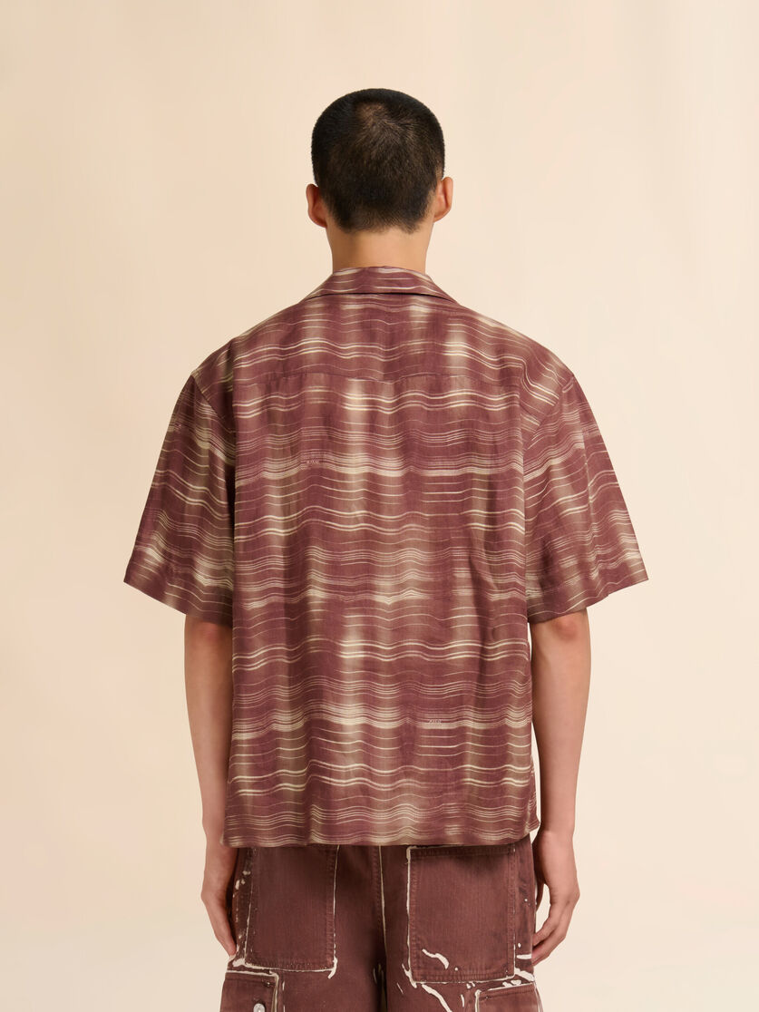 Brown ramie bowling shirt with Carousel print, Image 3
