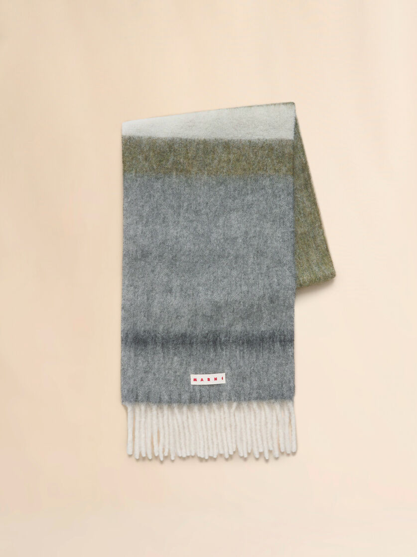 Deep green striped alpaca scarf - Scarves - Image 1