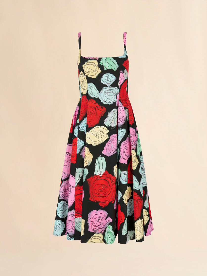 Black poplin balloon dress with Orion print - Dresses - Image 1