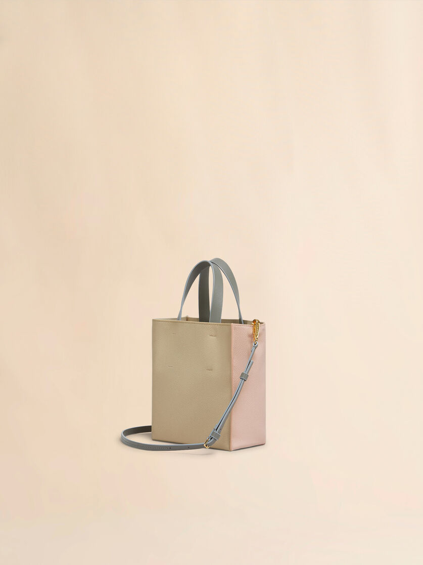 Museo Soft Mini Bag in ivory and brown leather with Marni Mending - Shopping Bags - Image 2