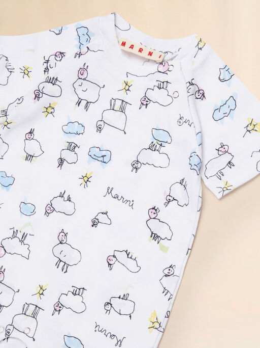 Set neonato in cotone bianco con stampa Sweet Dream - Maglieria