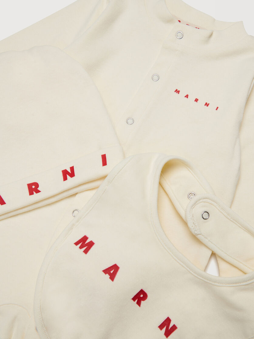 Beige cotton newborn set with Marni logo, Image 3