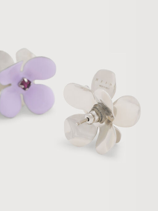 Purple enamel daisy stud earrings - Earrings