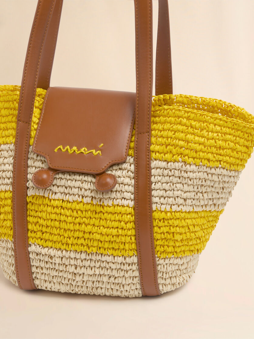 Small yellow stripe raffia-effect Trunkaroo beach bag - Shopping Bags - Image 5