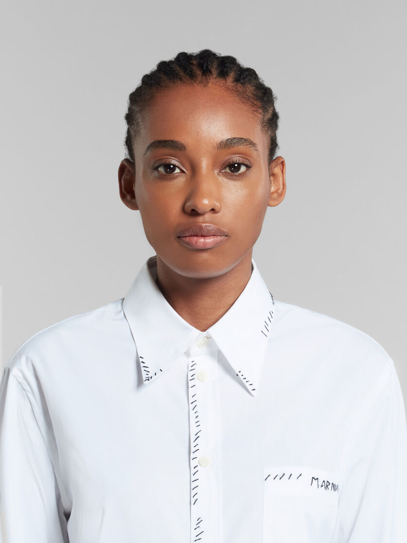 White organic poplin shirt with Marni mending - Shirts - Image 4