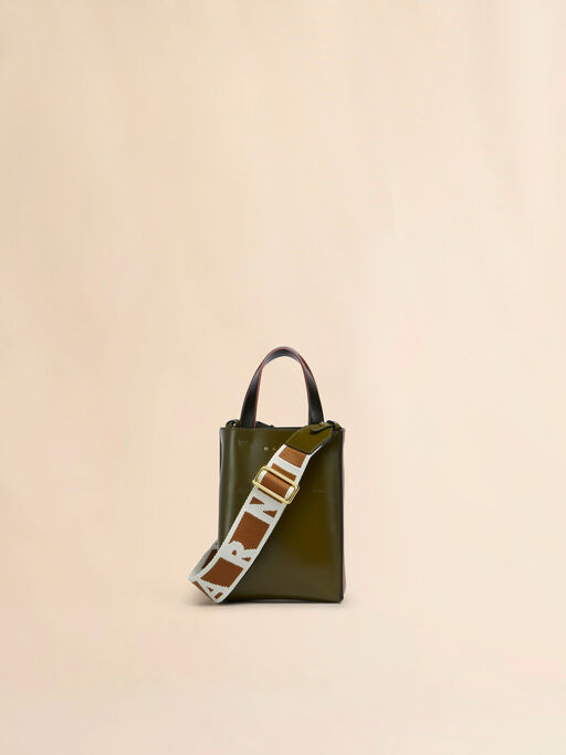 Deep green brown and black leather Museo nano bag - Shopping Bags