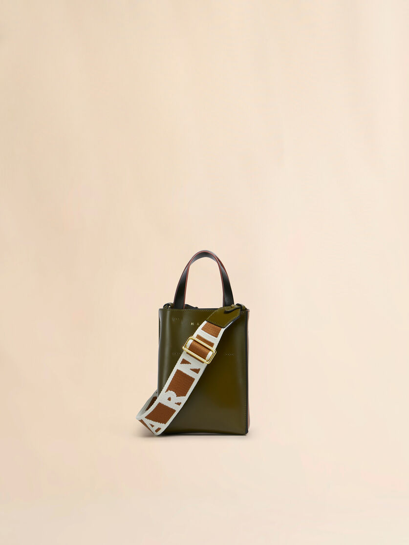Deep green brown and black leather Museo nano bag - Shopping Bags - Image 1