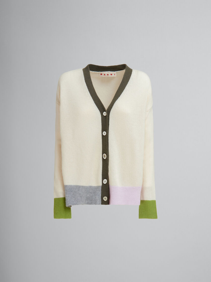 ホワイト カラーブロック カシミア製 カーディガン | Marni