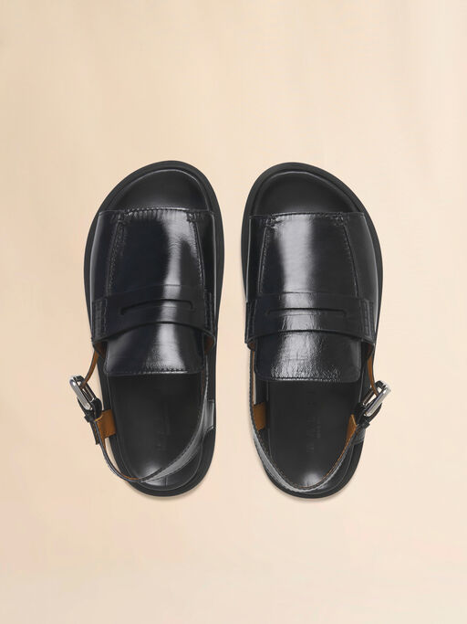 Black leather loafer sandal - Sandals