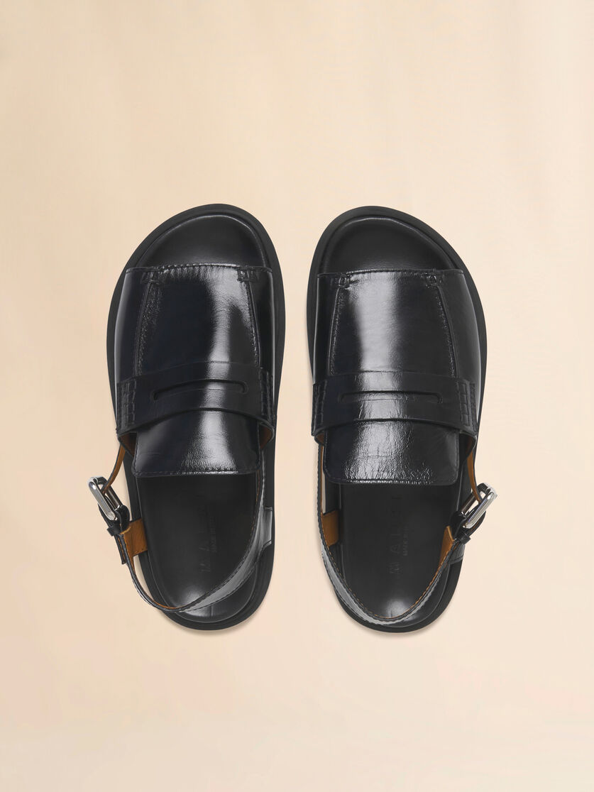 Black leather loafer sandal, Image 4