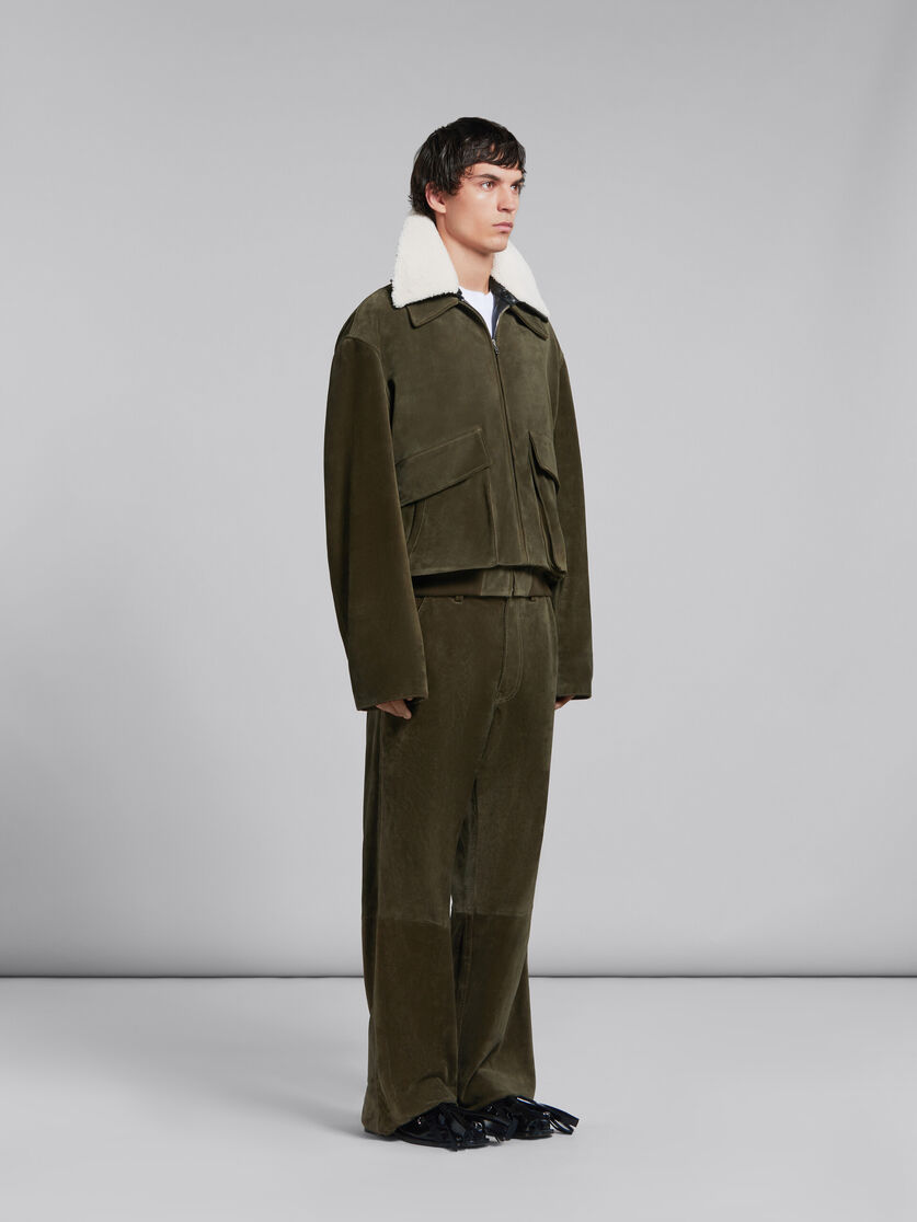 Grüne Hose aus kompaktem Wildleder | Marni 