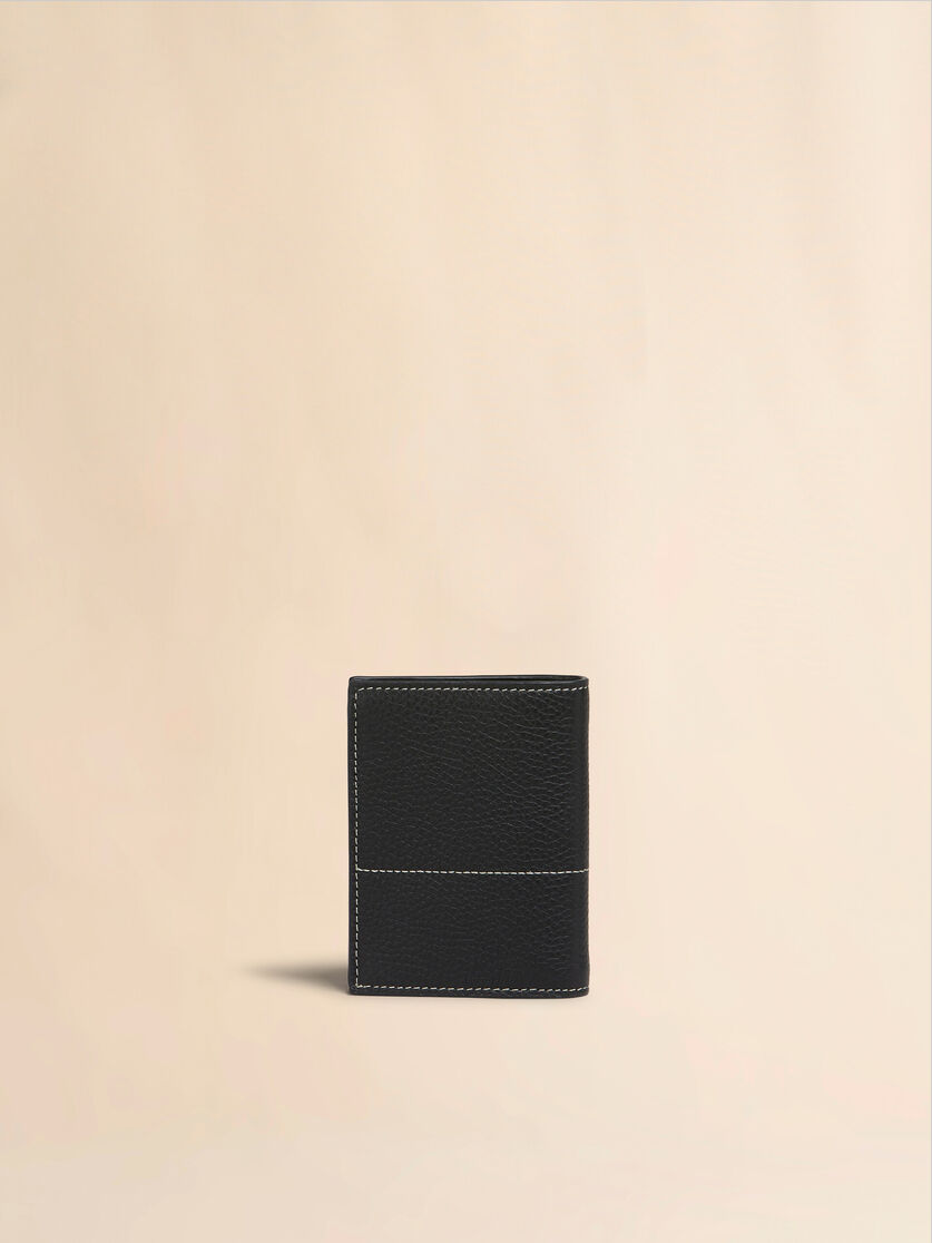 Zweifaches, schwarzes Kartenetui aus Leder - Brieftaschen - Image 3