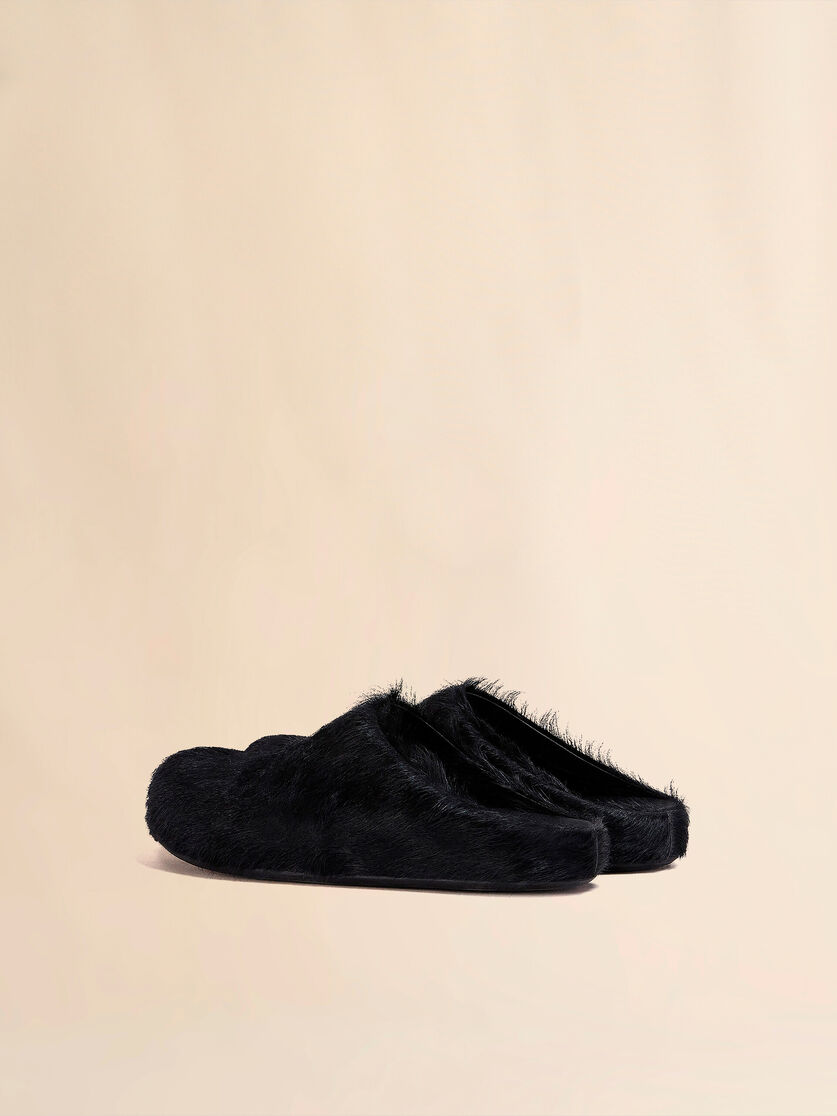 Blue long hair calfskin Fussbett sabot - Clogs - Image 3