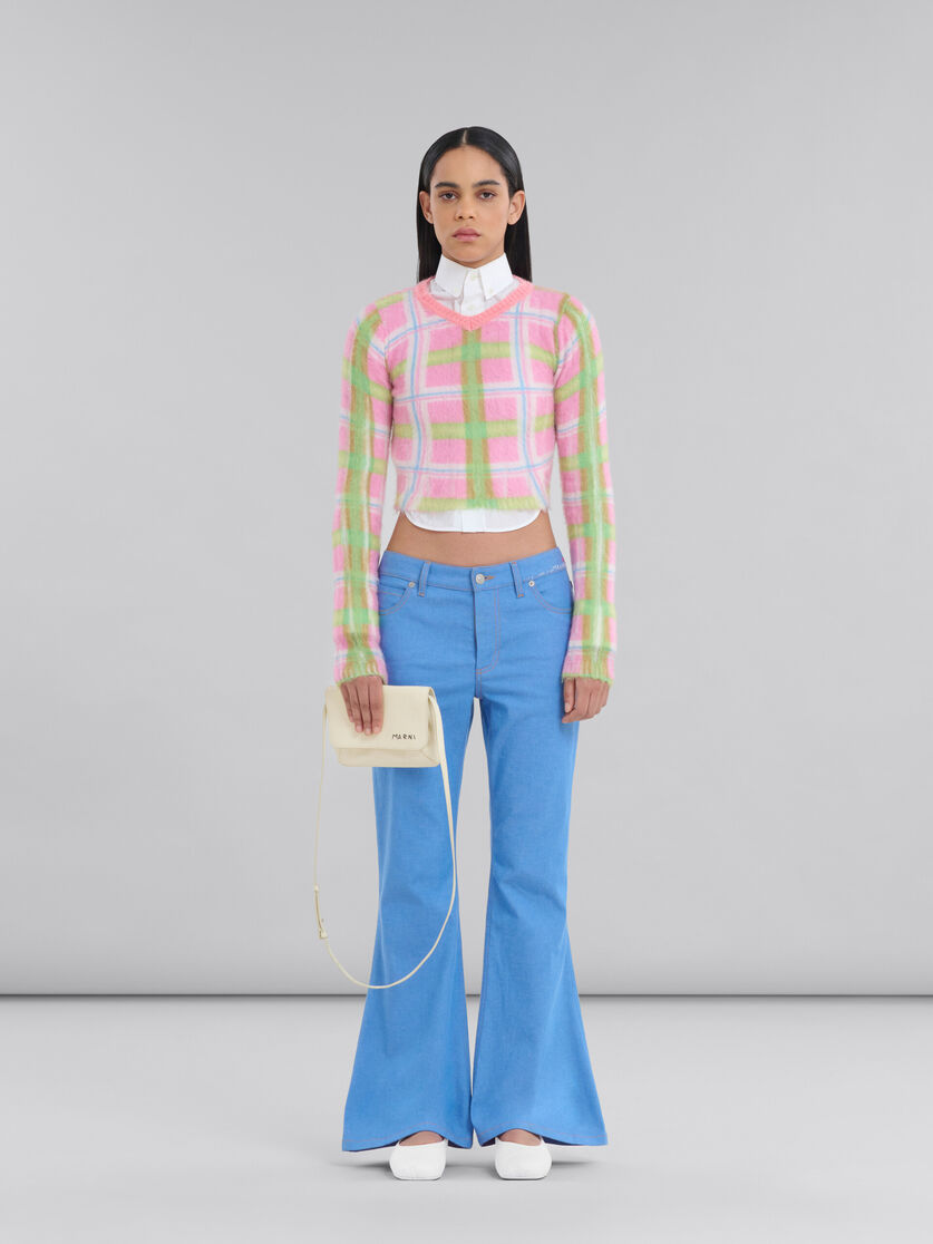 Ivory leather shoulder bag with Marni mending | Marni