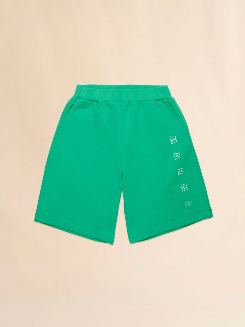 Green fleece shorts with logo - Pants - Image 1