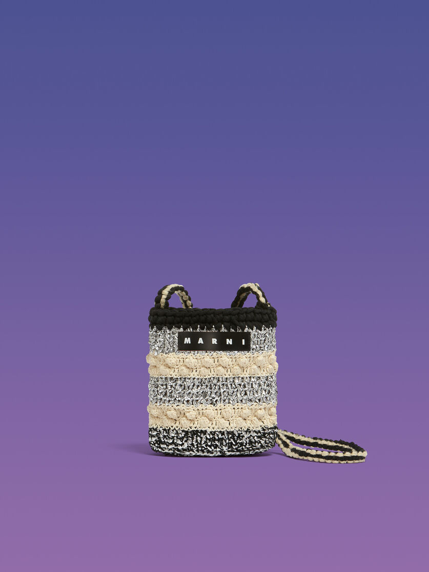 Brown and purple bobble-knit MARNI MARKET MINI CROSSBODY bag - Shopping Bags - Image 1