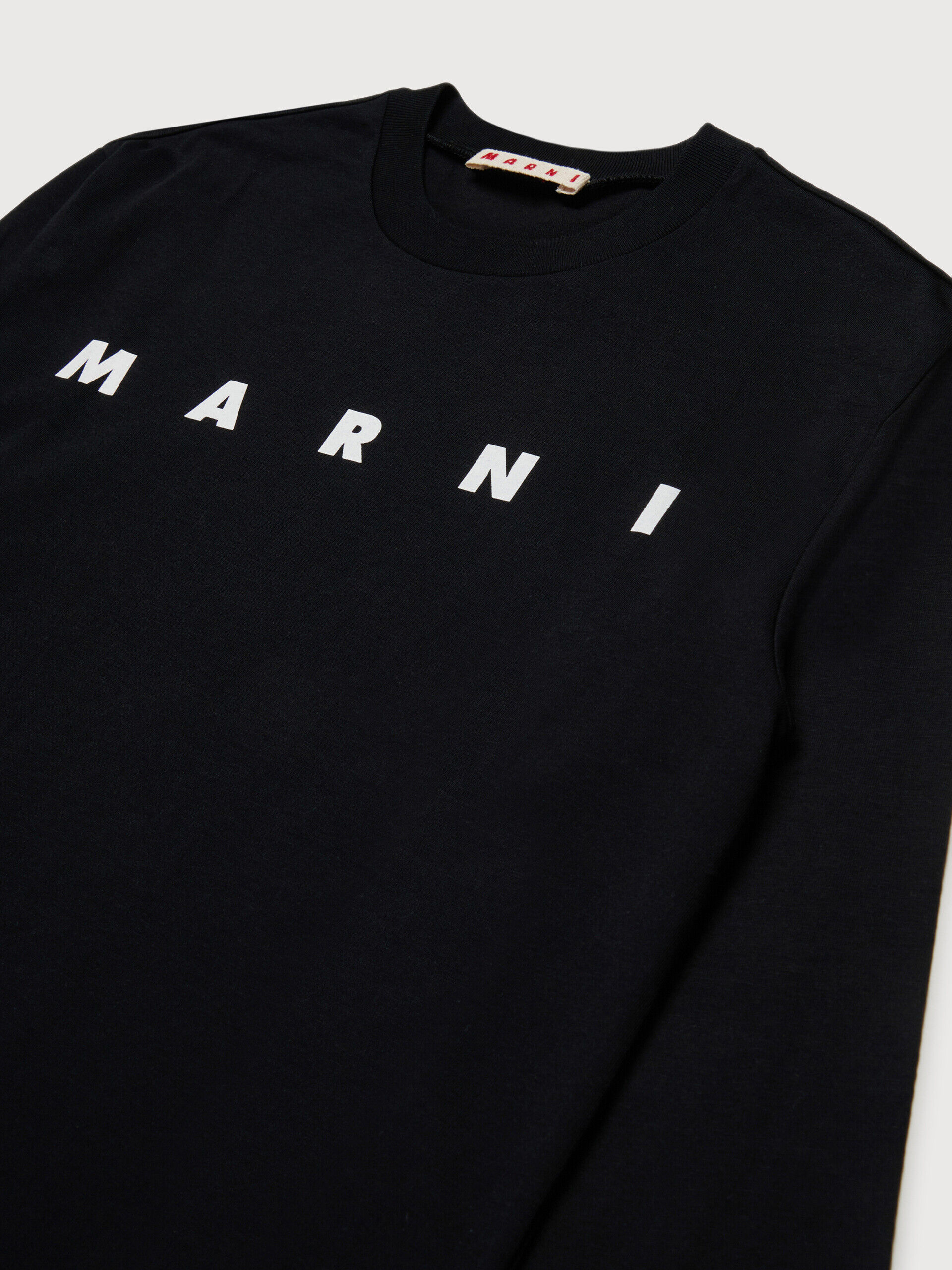ブラック 長袖コットンTシャツ、太字のMarniロゴ付き | Marni