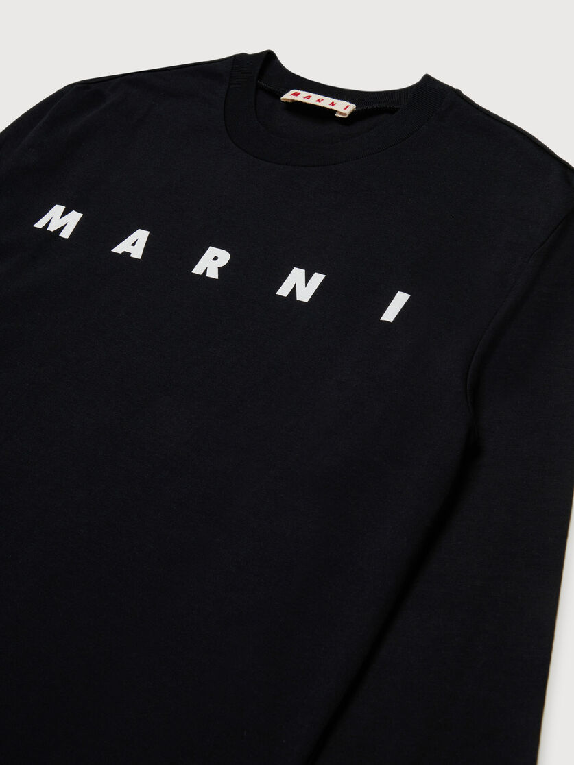Black cotton long-sleeved T-shirt with bold Marni logo, Image 3