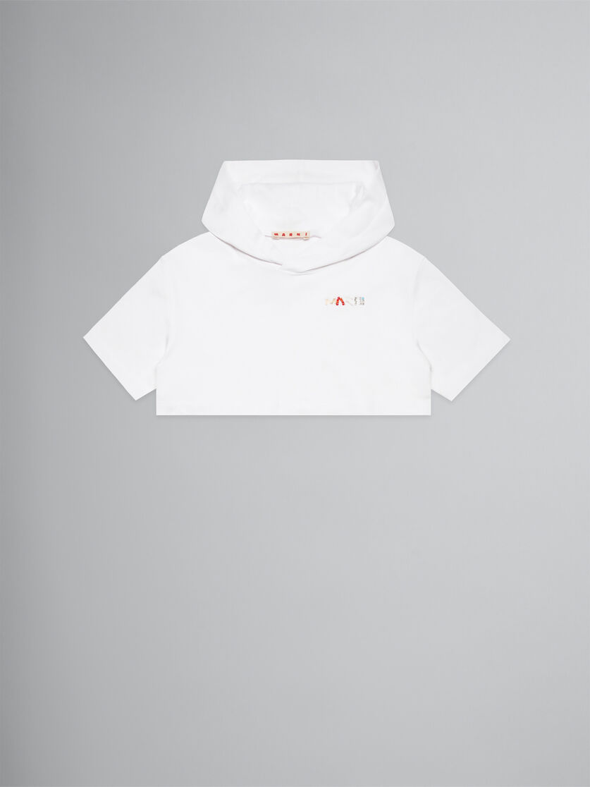 White cropped sweatshirt with logo - Sweaters - Image 1