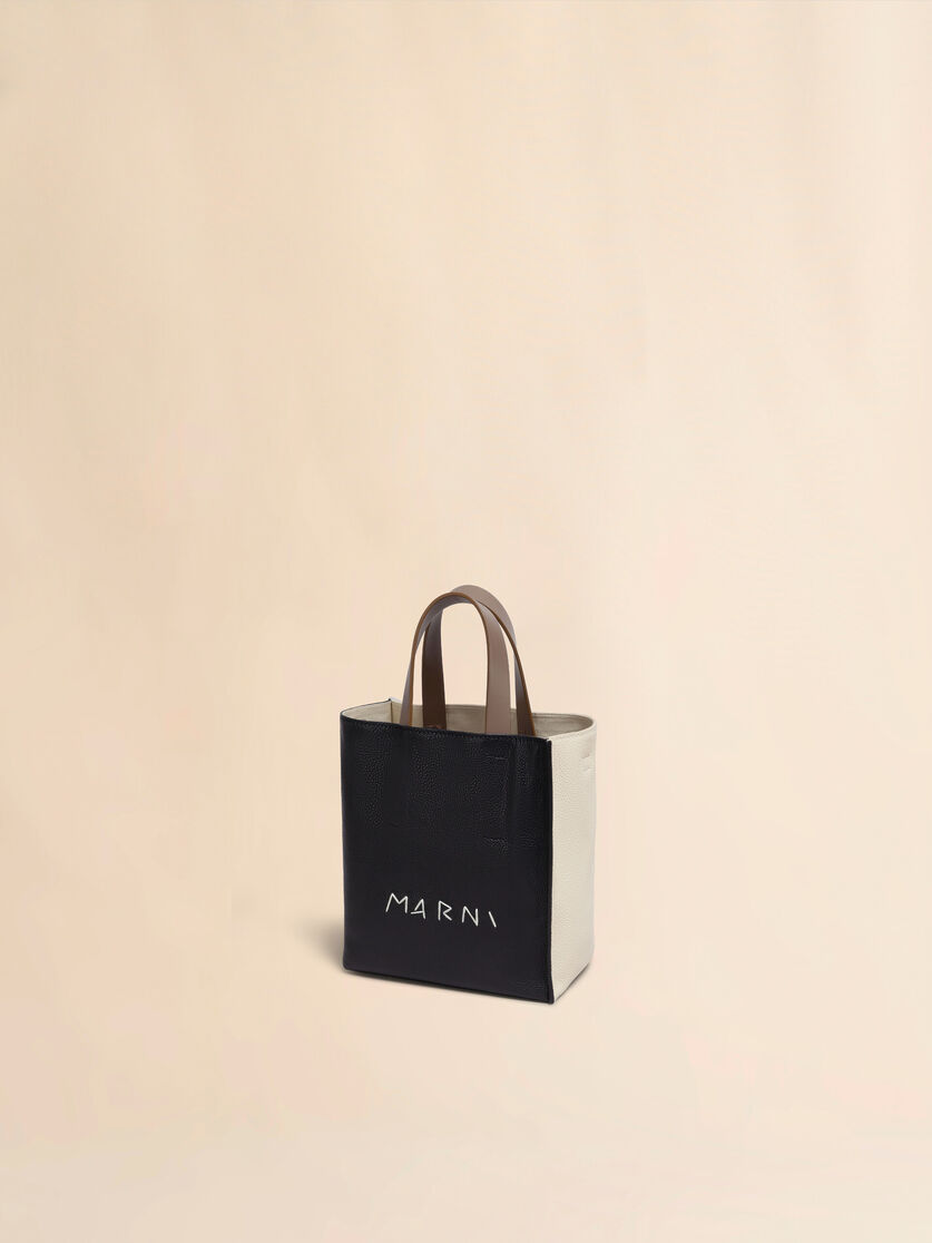 Museo Soft Mini Bag in ivory and brown leather with Marni Mending - Shopping Bags - Image 4