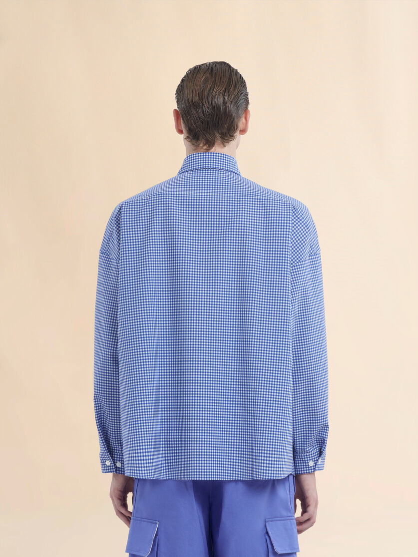 Blue and white checked wool shirt - Shirts - Image 3