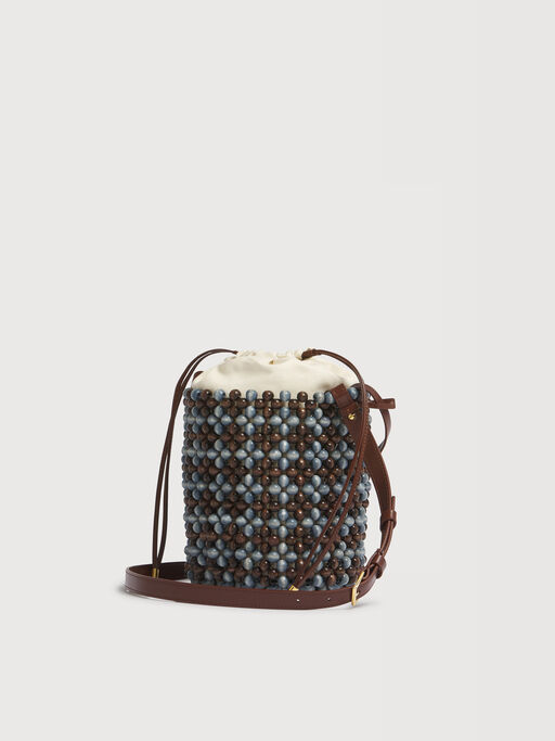 Sac Beads bleu et marron - Sacs port&eacute;s &eacute;paule