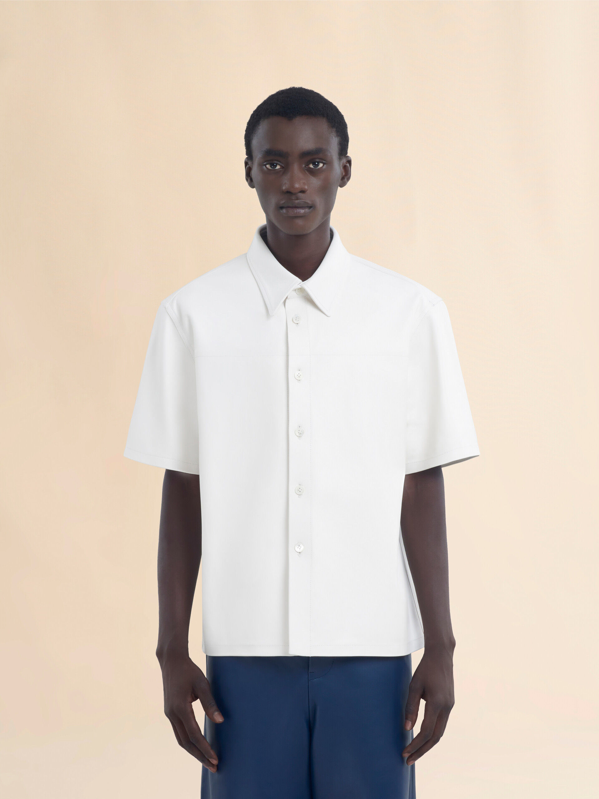 MARNI / マルニ ： SHIRT ： CAMA0593S1-UTC223 Dark blue organic cotton T-shirt with Mini logo Marni | Marni