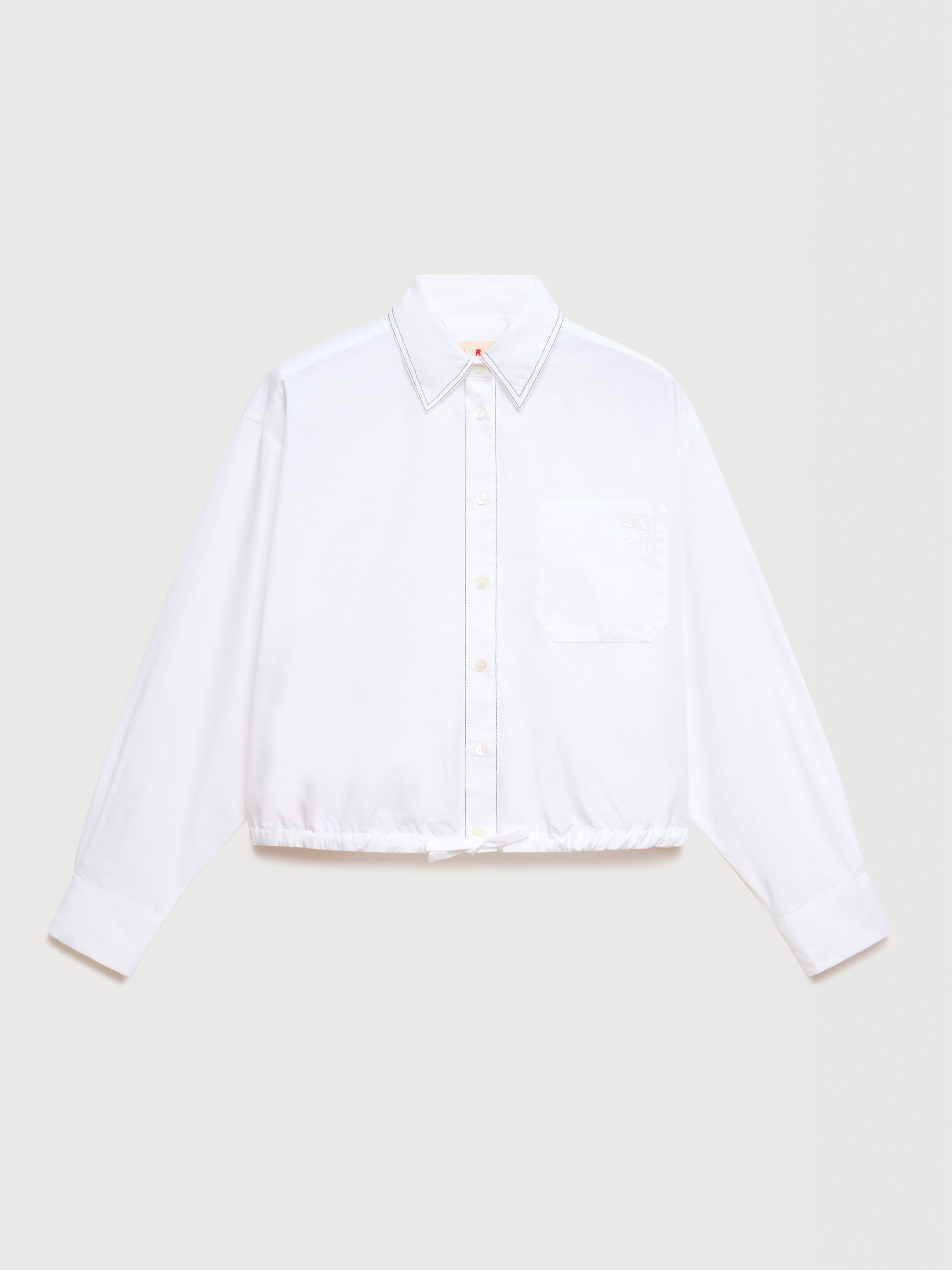 ホワイト ポプリンシャツ ドローストリング クロップドヘム | Marni