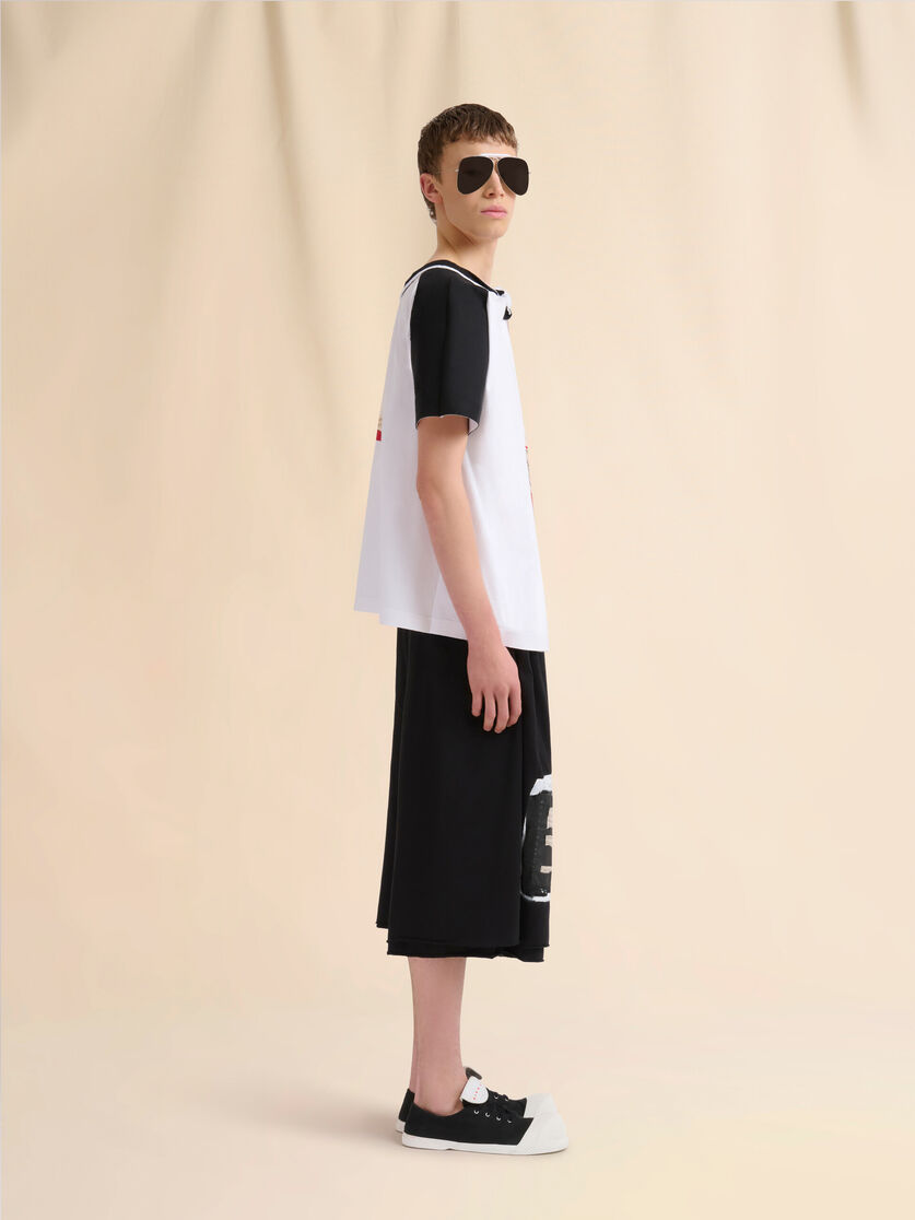 Black cotton 3/4 trousers with printed quotes - Pants - Image 5