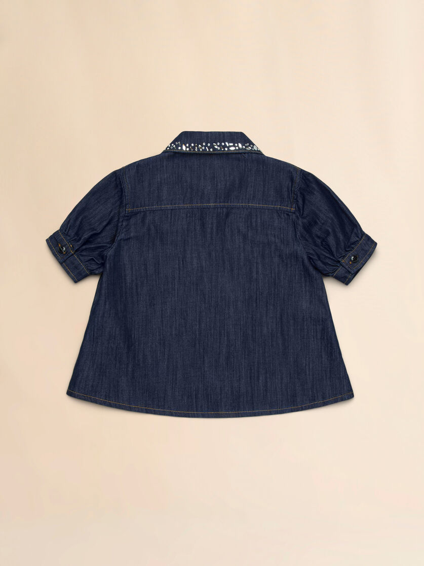 Dunkles Denimhemd mit Strasssteinen - Hemden - Image 2