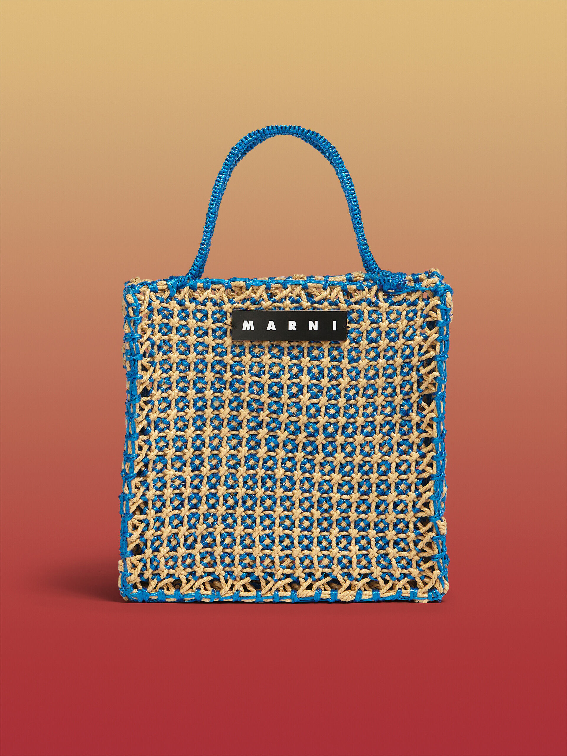 MARNI MARKET JURTA large bag in pale blue and beige crochet | Marni