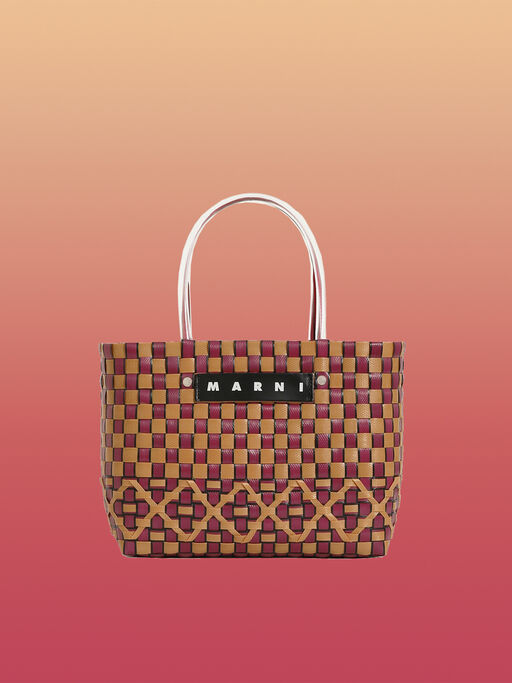 オレンジ&ボルドー ウォーブン素材製 MARNI MARKET OVALバッグ - ショッピングバッグ
