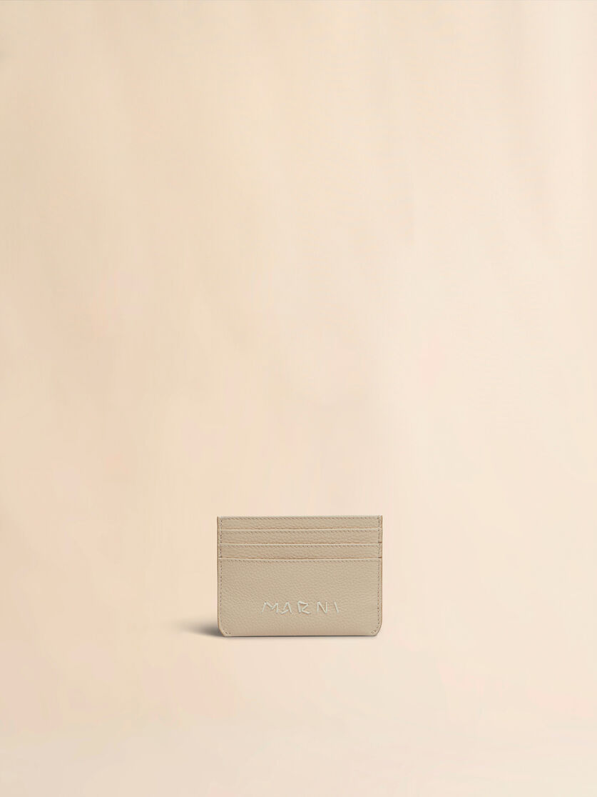 Beige leather cardholder with Marni Mending - Wallets - Image 1