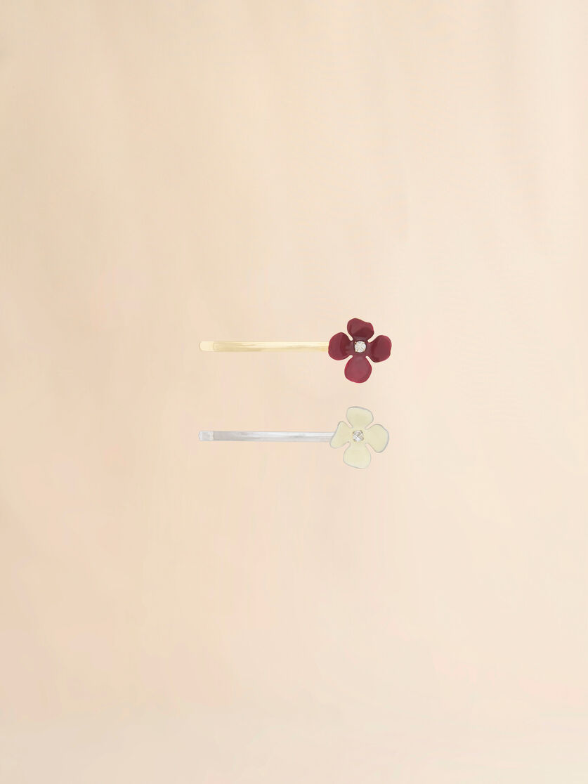 Set of 2 enamel flower hair grips, Image 1