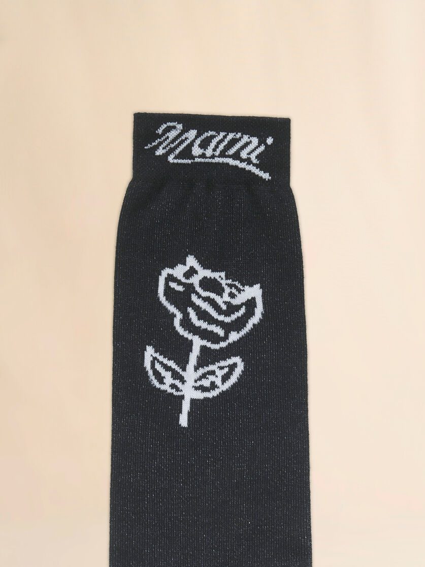 Light blue cotton socks with rose detail - Socks - Image 3