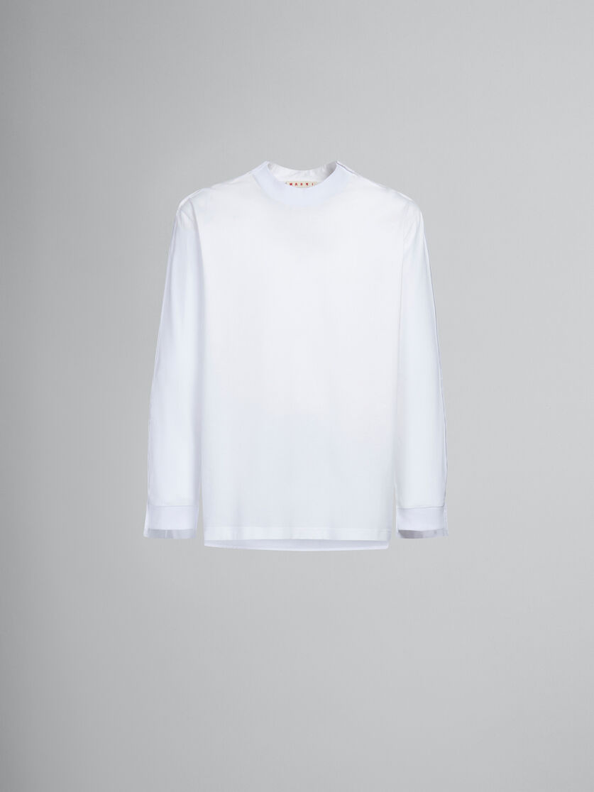 White bio cotton long-sleeved T-shirt with back yoke - T-shirts - Image 1