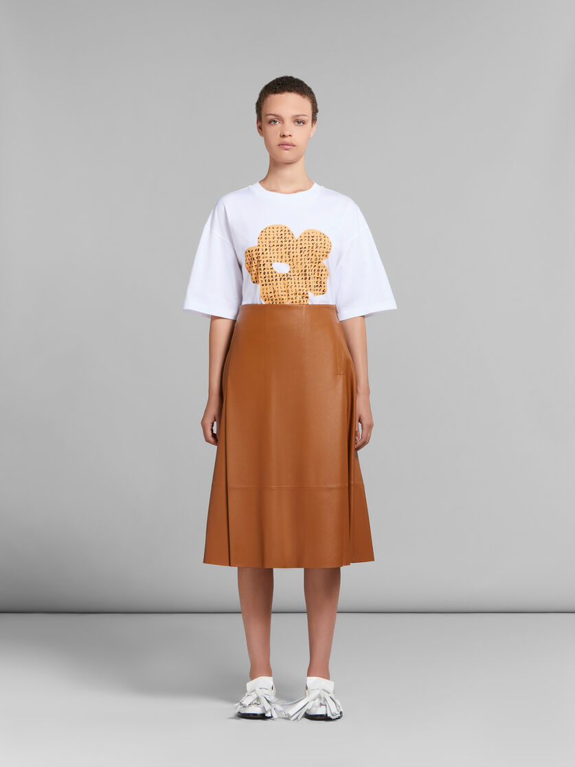 Brown nappa leather midi skirt - Skirts - Image 2