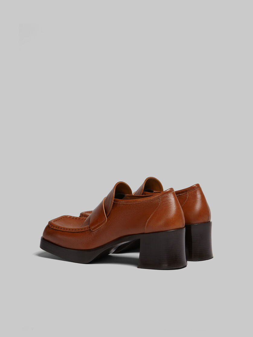 Brown leather heeled loafer - Pumps - Image 3