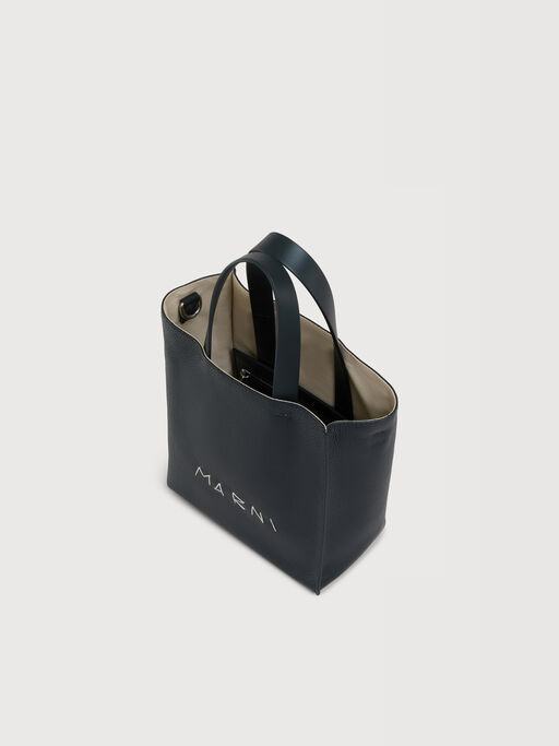 Museo Soft Mini Bag in black leather with Marni Mending - Shopping Bags